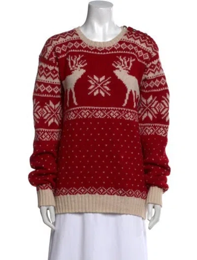 Pre-owned Polo Ralph Lauren Wool Printed Sweater In Red