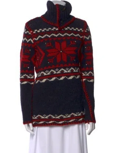 Pre-owned Polo Ralph Lauren Wool Printed Sweater W/ Tags In Blue