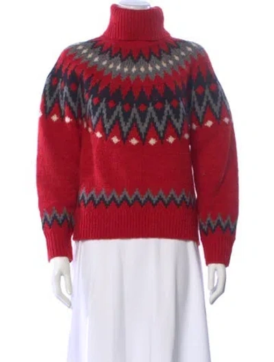 Pre-owned Polo Ralph Lauren Wool Printed Sweater W/ Tags In Red