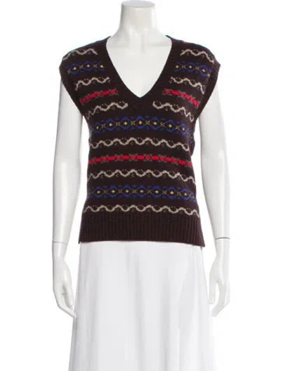 Pre-owned Polo Ralph Lauren Wool Printed Sweater In White