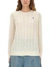 Polo Ralph Lauren Classic Cable Knit Sweater With Round Neckline And Ribbed Details In White