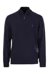 Polo Ralph Lauren Wool Pullover With Half Zip In Blue