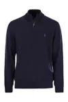 Polo Ralph Lauren Wool Pullover With Half Zip In Blue