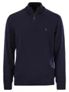 Polo Ralph Lauren Wool Pullover With Half Zip In Blue