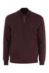 Polo Ralph Lauren Wool Pullover With Half Zip In Red