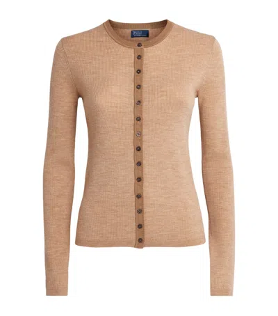 Polo Ralph Lauren Wool Ribbed Cardigan In Neutral