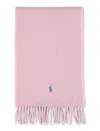Polo Ralph Lauren Wool Scarf With Fringe Trim And Logo In Pink