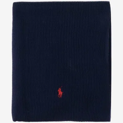 Polo Ralph Lauren Wool Scarf With Logo In Blue