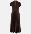 Polo Ralph Lauren Pleated Recycled Satin And Wool-blend Midi Dress In Brown