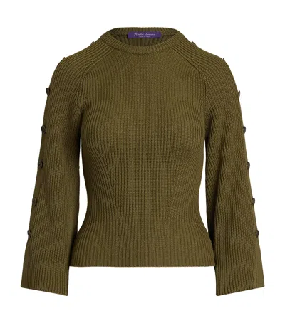 POLO RALPH LAUREN WOOL-SILK BUTTON-SLEEVE SWEATER