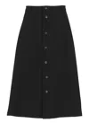 Polo Ralph Lauren Wool Crepe Buttoned Skirt In Black