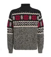 Polo Ralph Lauren Snowflake Cable Knit Wool Blend Sweater In Black