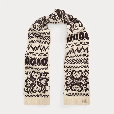 Polo Ralph Lauren Wool Snowflake Scarf In Cream
