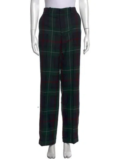 Pre-owned Polo Ralph Lauren Wool Straight Leg Pants In Blue/green