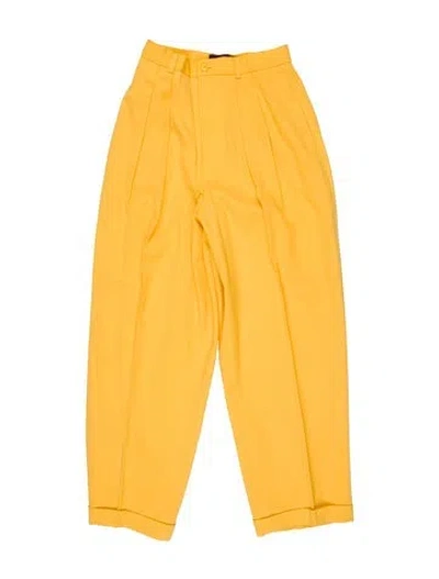 Pre-owned Polo Ralph Lauren Wool Straight Leg Pants In Yellow