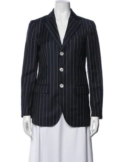 Pre-owned Polo Ralph Lauren Wool Striped Blazer In Blue