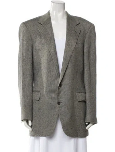 Pre-owned Polo Ralph Lauren Wool Striped Blazer In Gray