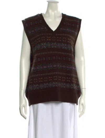 Pre-owned Polo Ralph Lauren Wool Striped Sweater In Brown