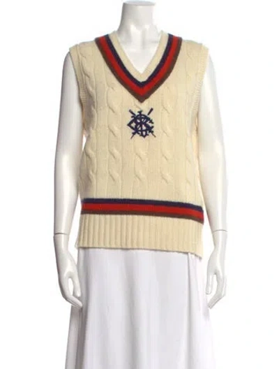 Pre-owned Polo Ralph Lauren Wool Striped Sweater In Neutral