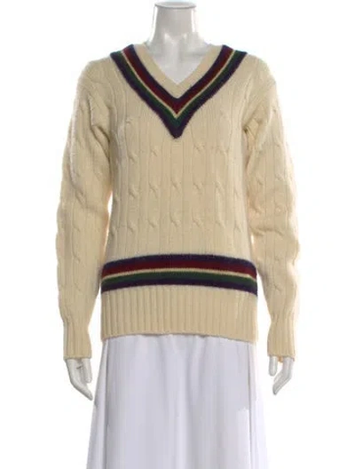 Pre-owned Polo Ralph Lauren Wool Striped Sweater In Neutral