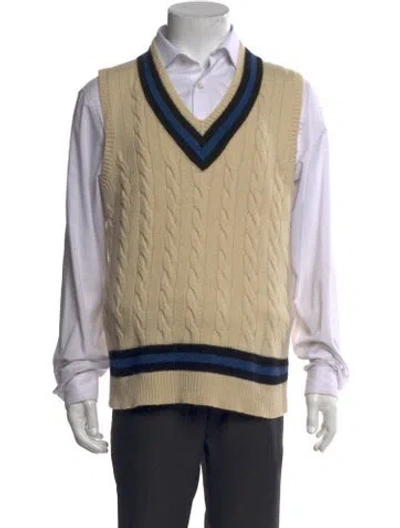 Pre-owned Polo Ralph Lauren Wool Striped Sweater Vest In Neutral