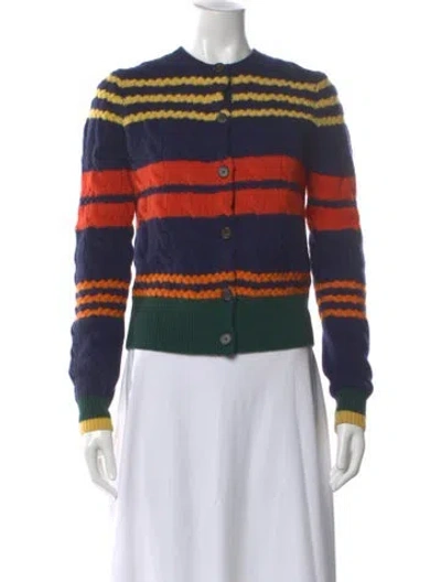 Pre-owned Polo Ralph Lauren Wool Striped Sweater W/ Tags In Blue