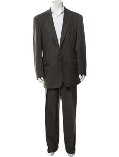 Pre-owned Polo Ralph Lauren Wool Striped Two-piece Suit In Green