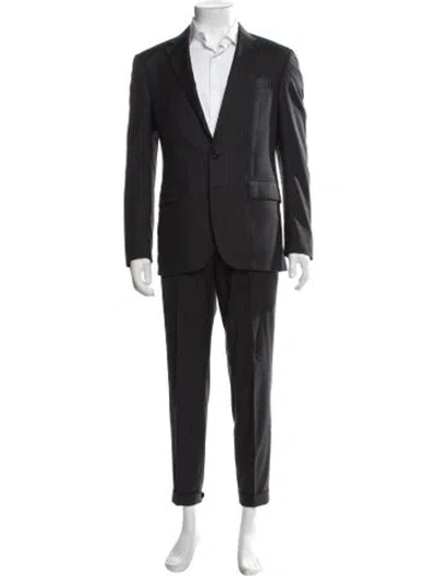 Pre-owned Polo Ralph Lauren Wool Striped Two-piece Suit Vest In Black