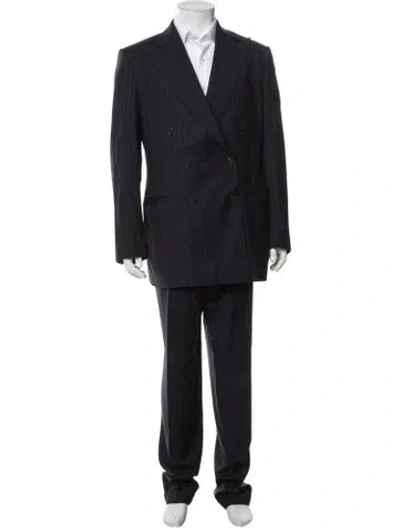 Pre-owned Polo Ralph Lauren Wool Striped Two-piece Suit Vest In Blue