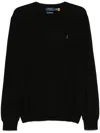 Polo Ralph Lauren Wool Slim Fit Sweater With Logo Embroidery In Black
