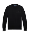 Polo Ralph Lauren Slim Fit Washable Wool V-neck Sweater Man Sweater Black Size L Merino Wool In Black