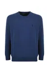 Polo Ralph Lauren Navy Blue Fine Knit Crew Neck Sweater In Blu Melange
