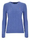 Polo Ralph Lauren Ralph Lauren Plaited Cotton Crewneck Pullover In Blue