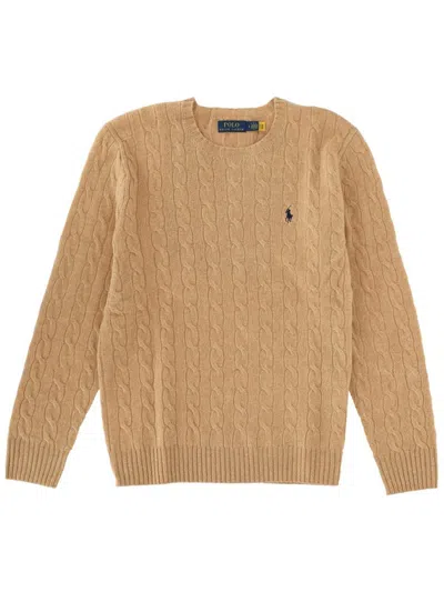 Polo Ralph Lauren Iconica Maglia A Trecce Lana E Cashmere. Regular-fit. Girocollo. Sweater In Nude