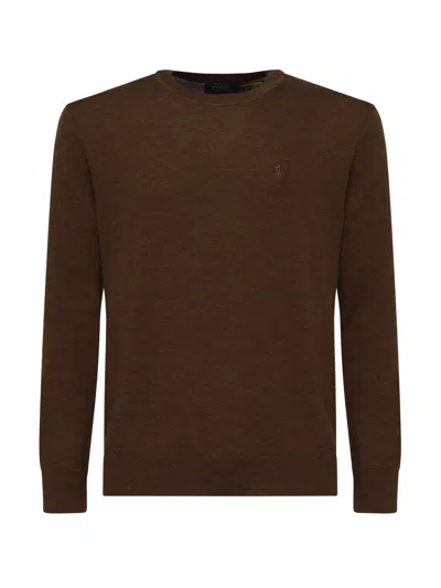 Polo Ralph Lauren Wool Sweater With Logo In Brown