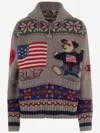 Polo Ralph Lauren Wool Sweater With Polo Bear Print And Geometric Pattern In Gray