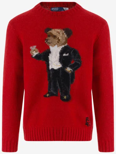 Polo Ralph Lauren Wool Sweater With Polo Bear In White