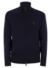 Polo Ralph Lauren Wool Sweater With Zip In Blue