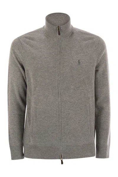Polo Ralph Lauren Wool Sweater With Zip In Gray