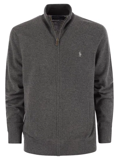 Polo Ralph Lauren Wool Sweater With Zip In Gray