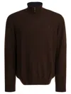 Polo Ralph Lauren Wool Sweater With Zipper Knitwear Brown In Brown