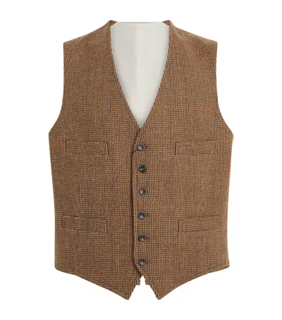 Polo Ralph Lauren Wool Tick-weave Tweed Waistcoat In Brown
