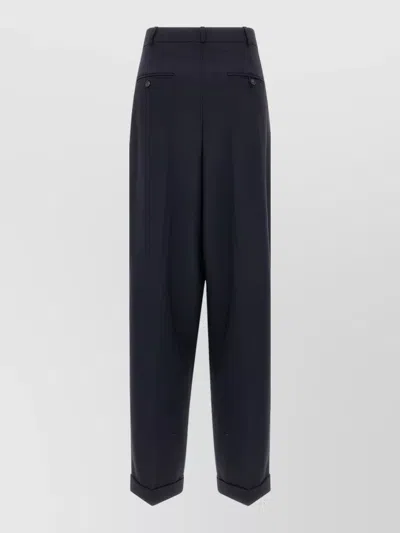 Polo Ralph Lauren Wool Trousers Pleats Belt Loops Cuffed Hem In Blue
