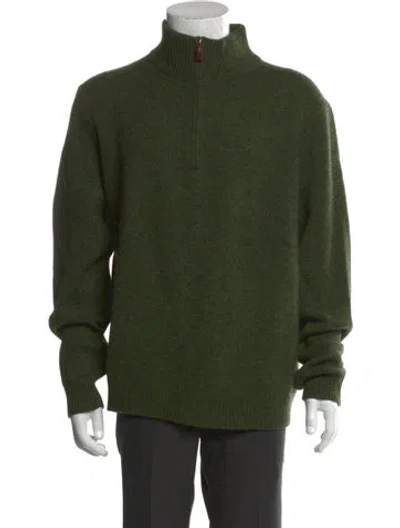 Pre-owned Polo Ralph Lauren Wool Turtleneck Polo Sweater In Green