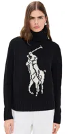 Polo Ralph Lauren Logo Wool Turtleneck Sweater In Black