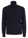 Polo Ralph Lauren Washable Wool Turtleneck Sweater In Blue