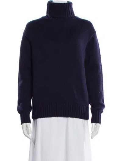 Pre-owned Polo Ralph Lauren Wool Turtleneck Sweater In Blue