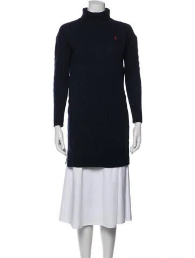 Pre-owned Polo Ralph Lauren Wool Turtleneck Sweater In Blue