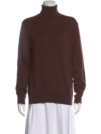 Pre-owned Polo Ralph Lauren Wool Turtleneck Sweater In Brown