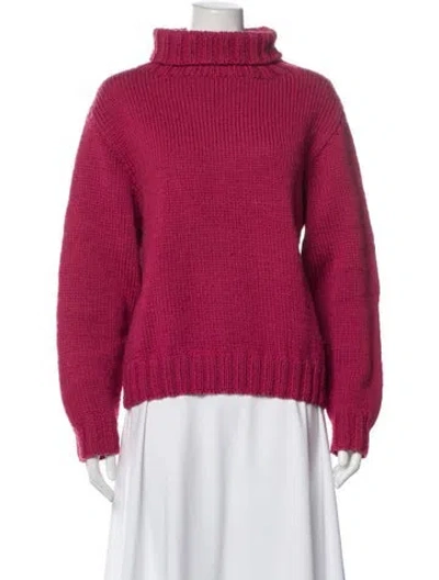 Pre-owned Polo Ralph Lauren Wool Turtleneck Sweater In Pink